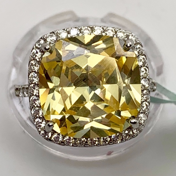 925 STERLING SILVER & YELLOW CZ COCKTAIL RING - Picture 5 of 8